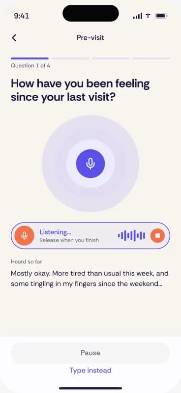 Care Journal listening while someone speaks.