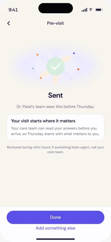 The two lines a family member receives, with everything else kept private.